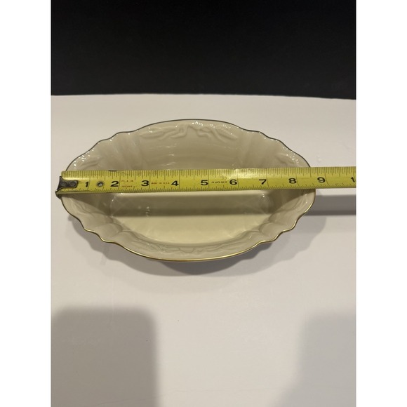 Vintage Lenox Harvest Server Bowl 9" Ivory China 24K Gold Trim Thanksgiving - Picture 5 of 7